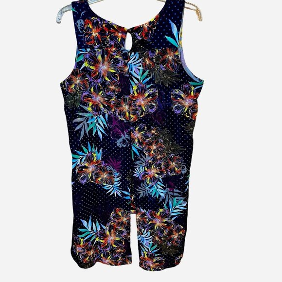 NY Collection Boho Floral Sheer Layer Top L Tropicore Quiet Luxury Vacation Chic - Picture 6 of 8